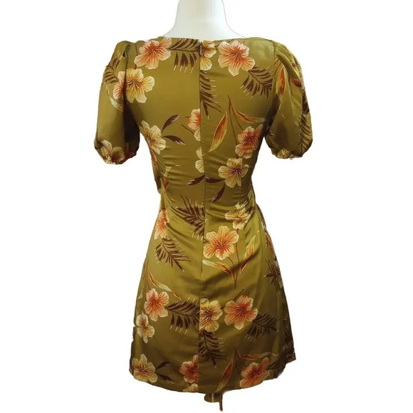 Revolve LPA Pinched Wrap Dress in Lush Tropics Green- Size XXS Mini Dress - Picture 2 of 7